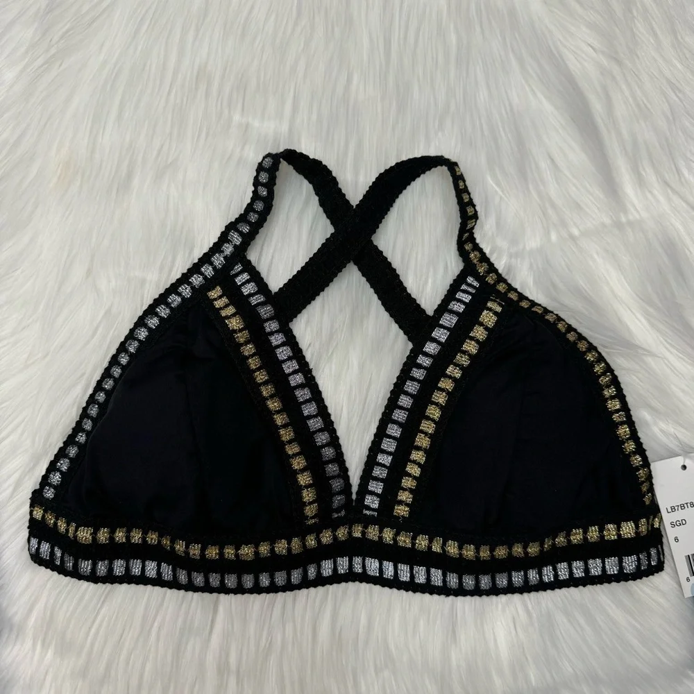NWT La Blanca Threading Along Triangle Bikini Top size 6